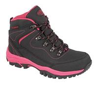 LADIES LEATHER LIGHTWEIGHT WATERPROOF WALKING HIKING TREKKING ANKLE BOOTS SHOES SIZE 3 4 5 6 7 8 (8 UK, Black/Fuchsia)