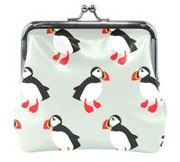 Ladies Leather Wallet Cute Muffin Design with Kiss Closure, Pretty Grey Puffin, UNITALLA, Nice Grey Puffin, UNITALLA, Classic, Pretty Grey Puffin, UNITALLA, Classic