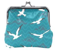 Ladies Leather Wallet Seagull Design Teal White Seagull Flying Teal UNITALLA White Seagull Flying Teal UNITALLA Classic, White Seagull Flying Teal, UNITALLA, Classic