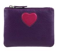 Ladies Leather Zip Compact Coin Purse by Mala Leather; Pinky Collection Handy Heart
