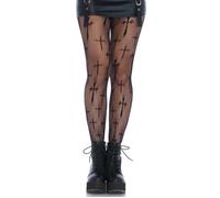 Ladies Leg Avenue Black Gothic Cross Net Tights