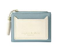 Ladies Letter Print Zipper Wallet Short Two Fold Multi Card Wallet Leather Personalized Wallets for Men (Blue, One Size)