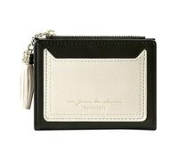 Ladies Letter Print Zipper Wallet Short Two Fold Multi Card Wallet Leather Personalized Wallets for Men (Black, One Size)