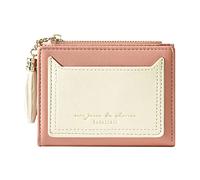 Ladies Letter Print Zipper Wallet Short Two Fold Multi Card Wallet Leather Personalized Wallets for Men (Pink, One Size)