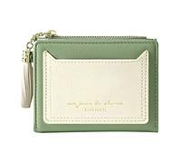 Ladies Letter Print Zipper Wallet Short Two Fold Multi Card Wallet Leather Personalized Wallets for Men (Green, One Size)