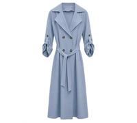 Ladies Lightweight Button-Up Trench Jacket Smart Casual Outdoor Coats