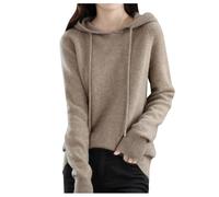 Ladies Lightweight Jumpers Knitted Hooded Jumper Soft Thin Knit Sweater Womens Casual Classic Jumpers Retro Jumpers Cosy Warm Knitwear Coffee