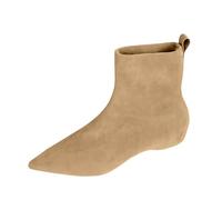 Ladies Lightweight Zip Up Short Boots Solid Color Suede ow edge Ankle Boot Women Casual Comfort Ankle Boots Fashion Pointed Toe Walking Boot (Beige, 4)
