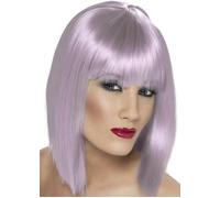 Ladies Lilac Short Glam Blunt Bobbed Wig