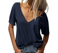 Ladies Lime Green Tops Women's Hiking Blouse End of Year Gifts for Women Fishing Ski Women's Fashion Deep V Neck Short Sleeve Top Solid Color Casual Loose Basic T Shirt Promotion Sale Clearance