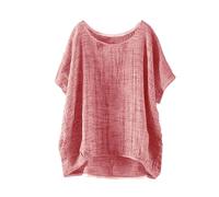 Ladies Linen Tops Size 22 Leopard Print Sequin Spring Tunic Tops Warehouse Deals Clearance Women's Summer Short Sleeve Solid Casual Loose Linen Top (01-E-Pink, XL)
