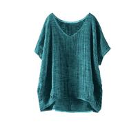 Ladies Linen Tops UK Plain Cotton Linen Work Vest Tops Womens Clothes Sale Clearance Women's Summer Short Sleeve Solid Casual Loose 2025 Top (01-C-Green, L)