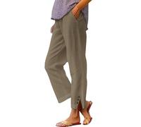 ladies linen trousers Plus Size Elasticated Waist Baggy Comfort Cropped trouser Boho Summer Lightweight Breathable Joggers Pants Ladies Yoga Lounge Bottoms Holiday Leisure Wear,navy cargo trousers