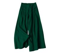Ladies Linen Trousers,Womens Linen Cotton Wide Leg Trousers Women's Summer Holiday Baggy Pant Loose Fit Beach Palazzo Pants High Waisted Sweatpants with Pocket Green M