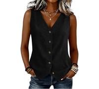 Ladies Linen Waistcoats UK Summer Business Casual Office Work Suit Vest Sleeveless V Neck Button Down Asymmetrical Hem Lightweight Tank Tops