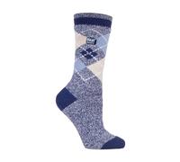Heat Holders Womens Lite - Ladies Thin Winter Thermal Socks in Fashion Styles - Bridgewater - Blue Nylon - Size UK 4-8