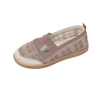 Ladies Loafers Size 6 Platform Shoes for Women 8w Sandals Women's Foot Stirrup Casual Comfortable Cotton Lightweight Round Head Flat Heel Soft Bottom Casual Shoes Womens Wide (Coffee,4)
