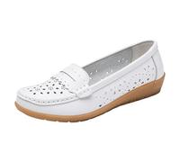 Ladies Loafers Size 6 Red Shoes Womens Wide Fit Women Casual Shoes Size 5 for Women Comfy Summer Breathable Hollow Leather for Fashion Non Slip Driving Working Workers Doctors Mens Slide Casual