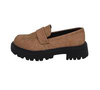 Ladies Loafers Size 6 Red Shoes Womens Wide Fit Womens Size 9 Shoes Casual Women's Retro Thick One Foot Lefou New Small Leather Round Head Thick with Single Large Casual Mens Slide (Brown,6.5)