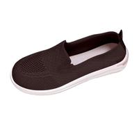 Ladies Loafers Size 6 Soft Shoes for Women Women Sandal Shoes Knitted Slip Ons Flat Mesh Breathable Non Slip Lightweight Walking Comfortable Orthotic Working Mom Sneakers Cute Casual (Brown,6)