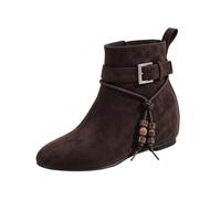 Ladies Long Ankle Boots Knee High Leopard Print Ruched Block Heel, brown, 8 UK