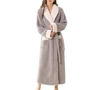 Ladies Long Dressing Gowns, Women's Fleece Long Shawl Collar Robe Soft Warm Full Length Winter Bathrobe Cozy Loungewear Sleepwear Garment