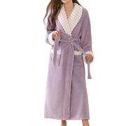 Ladies Long Dressing Gowns, Women's Fleece Long Shawl Collar Robe Soft Warm Full Length Winter Bathrobe Cozy Loungewear Sleepwear Garment