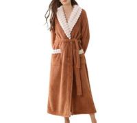 Ladies Long Dressing Gowns, Women's Fleece Long Shawl Collar Robe Soft Warm Full Length Winter Bathrobe Cozy Loungewear Sleepwear Garment