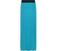 Ladies Long Maxi Skirt Womens Elasticated Stretch Full Length High Waist Jersey Gypsy Style Plain Printed Plus Size Skirts Turquoise-12-14