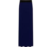 Ladies Long Maxi Skirt Womens Elasticated Stretch Full Length High Waist Jersey Gypsy Style Plain Printed Plus Size Skirts Navy Blue-8-10