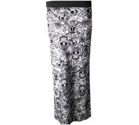 Ladies Long Maxi Skirt Womens Elasticated Stretch Full Length High Waist Jersey Gypsy Style Plain Printed Plus Size Skirts Skull Rose-16-18