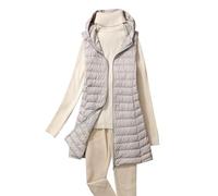 Ladies Long Puffer Gilet Women Lightweight Womens Longline Quilted Gilet Hooded Padded Gilet Womens Down Gilet Puffer Vest Women Ladies Gilets And Bodywarmers Sleeveless Jacket for Women Grey 3XL