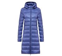 Ladies Long Puffer Jacket Lightweight Packable Down Jacket Women Puffer Coats for Women Puffa Jackets With Hood Oversized Longline Hooded Puffer Jackets Womens Down Feather Coat Parka Quilted Blue L