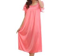 Ladies Long Satin Nightdresses Uk - Satin Nightdress For Women Short Sleeve - Ladies Leisure Wear Adult Nightshirts Plus Size Sleep Tshirt Nightshirt Cotton Cutepajamas Plus Size Nightdress