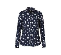 Ladies Long Sleeve Blouse Women's Printed Blouses Relaxed Fit Shirts (UK, Numeric, 14, Regular, Regular, Horse Print Navy)