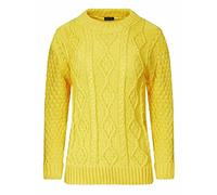 Ladies Long Sleeve Cable Knitted Sweatshirt Diamond Chunky Knit Sweater Womens Casual Wear Plain Jumper Top Yellow UK 8