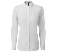 Ladies Long Sleeve Grandad Shirt Premier Womens Banded Collar Polycotton Blouse