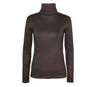 Ladies Long Sleeve Plain Turtle Neck Top Womens Casual Basic Polo Neck Top (Brown UK 8-10)