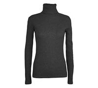Ladies Long Sleeve Plain Turtle Neck Top Womens Casual Basic Polo Neck Top (Charcoal UK 16-18)