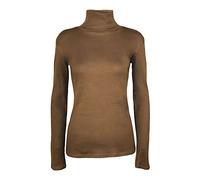 Ladies Long Sleeve Plain Turtle Neck Top Womens Casual Basic Polo Neck Top (Mocha UK 8-10)