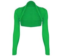 LADIES LONG SLEEVE PLUS SIZE BOLERO SHRUG TOP WOMENS OPEN CARDIGAN TOP SIZE 8-26 (UK Size S/M 8-10, Jade Green)