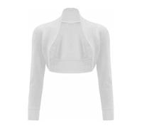 Ladies Long Sleeve Plus Size Bolero Shrug TOP Womens Open Cardigan TOP Size 8-26 (UK Size S/M 8-10, White)