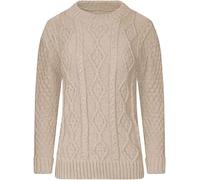 Ladies Long Sleeve Round Neck Knitted Cable Women’s Jumper Diamond Sweater Pull Over Jumper Top Knit Warm Winter Chunky Everyday Casual Pullover Plain Tops Stone 12-14