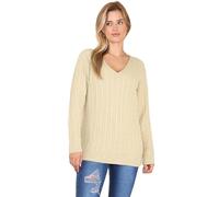 Ladies Long Sleeve V-Neck Knitted Cable Women’s Jumper Knitted Sweater Pull Over Jumper Top Knit Warm Winter Chunky Everyday Casual Pullover Plain Tops UK 8-70 Stone