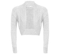 Ladies Long Sleeved Knitted Shrug Glitter Bolero Cardigan Women Glitter Top (M/L 12-14, White)
