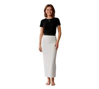 Ladies Long Straight Maxi Skirt Elasticated Waist Printed Jersey Gypsy Style Skirt Casual Summer Beach Soft Stretch Skirt White