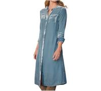 Ladies Long Velvet Jacket Longline Shirt Coats Long Sleeve Velour Jacket Vintage Collarless Classic Button Down Blouse Longline Tops Undershirt Autumn Winter Tunic Light Blue S