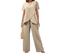 Ladies Lounge Wear Sets Women Uk Co Ord Set Irregular Summer Short Sleeve Blouses Tops Elastic High Waist Trousers Elegant 2 Piece Outfits Casual Tracksuit Party Club Wedding Cocktail Streetwear