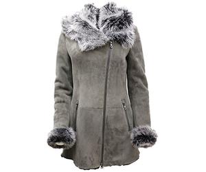 Ladies Luxurious Grey Suede Merino Sheepskin Coat with Toscana Collar 3XL