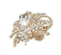 Ladies' luxury crystal flower brooch, gold rhinestone bridal brooch, wedding evening dress set scarf sparkling fashion clothing accessories, ladies' birthday, Christmas